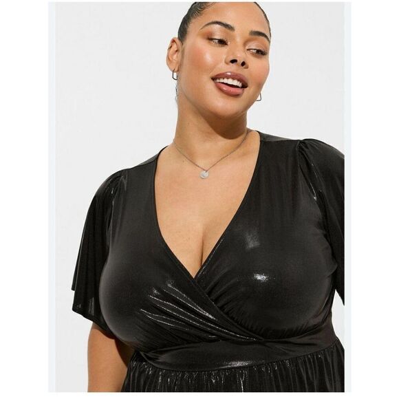 Torrid size 1x/xl surplus liquid shine peplum babydoll top shirt nwt - Picture 6 of 6